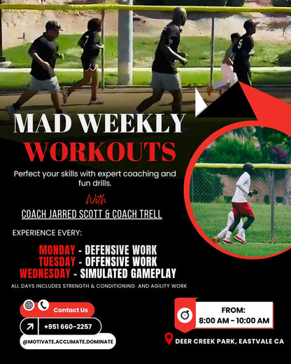 MAD Summer Baseball Workouts – Skill & Strength Training (Deer Creek Park) - Weekly Package